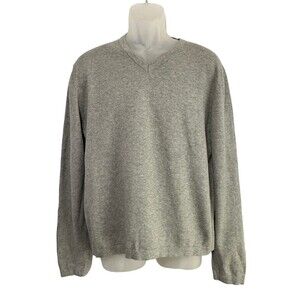 Banana Republic Sweater Mens M V-Neck Lightweight Cotton Gray Long‎ Sleeve